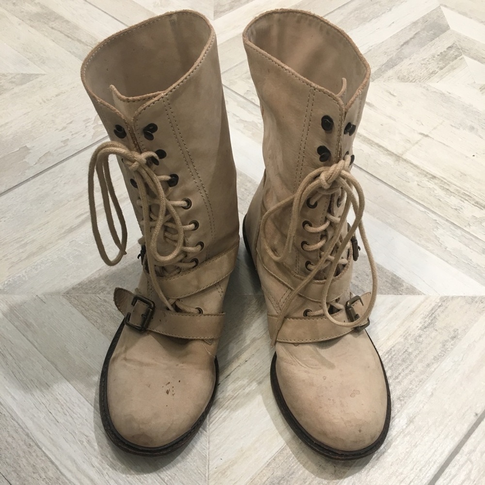 Trouvé Cream Combat Boots
